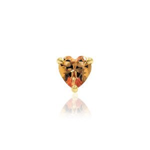 Bezzávitová koncovka piercingu zo 14 kt žltého zlata 585/1000 DARK CHAMPAGNE HEART