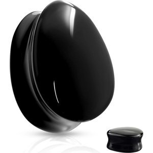 Sklenený sedlový plug v tvare kvapky Farba: čierna, Veľkosť: 10 mm