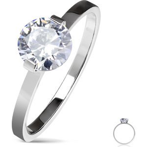 Oceľový prsteň s čírym zirkónom Veľkosť prstenu: 57