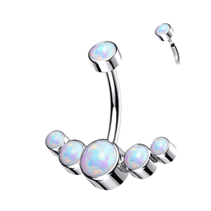 Titánový piercing do pupku s radom 5 opálov Farba: Opálové biela