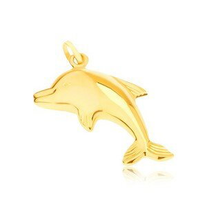 Zlatý prívesok 585 - zrkadlovolesklý skákajúci delfín, priestorový
