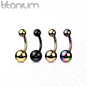 Titánový piercing do pupka - jednoduché guľôčky, rôzne farby, PVD - Farba: Dúhová