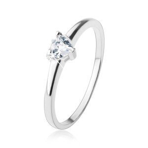 Zásnubný prsteň, vybrúsené zirkónové srdiečko v čírej farbe, striebro 925 - Veľkosť: 49 mm