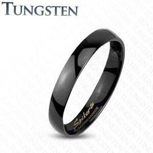 Tungstenový hladký čierny prsteň, vysoký lesk, 2 mm - Veľkosť: 48 mm