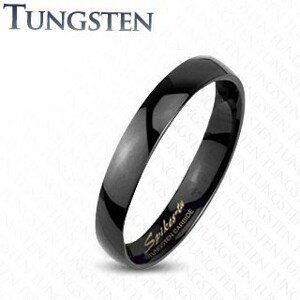 Tungstenový hladký čierny prsteň, vysoký lesk, 2 mm - Veľkosť: 49 mm