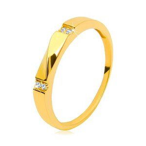 Zlatý prsteň 585 - číre zirkóny, lesklá vlnka, hladké ramená, 3 mm - Veľkosť: 62 mm