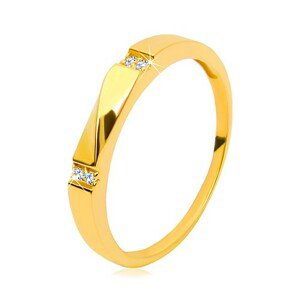 Zlatý prsteň 585 - číre zirkóny, lesklá vlnka, hladké ramená, 3 mm - Veľkosť: 64 mm