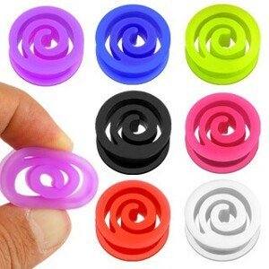 Plug do ucha špirála z flexibilného materiálu, rôzne farby - Hrúbka: 8 mm, Farba piercing: Ružová
