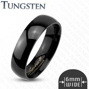 Tungstenový hladký čierny prsteň, 6 mm - Veľkosť: 65 mm