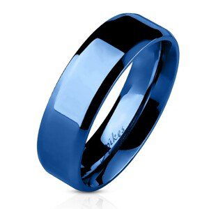 Oceľový prsteň - modrá plochá obrúčka, 6 mm - Veľkosť: 62 mm