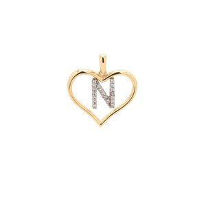 Zlatý prívesok písmenko N v srdci