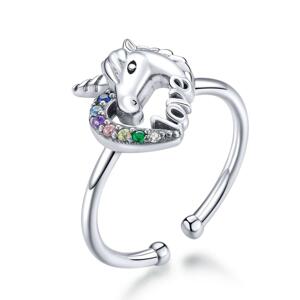 Linda's Jewelry Strieborný prsteň Rozprávkový Jednorožec Ag 925/1000 IPR077 Veľkosť: Univerzálna