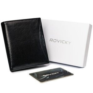 Priestranná pánska peňaženka z prírodnej lícovej kože s RFID ochranou - Rovicky