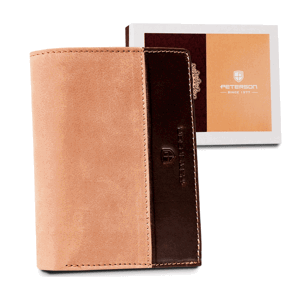 Veľká, dvojfarebná pánska peňaženka z prírodnej kože - Peterson