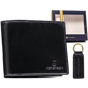 Darčeková súprava: Pánska kožená stredná peňaženka a kľúčenka - Peterson
