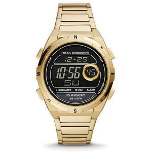 Fossil Everett Solar-Powered Digital Gold Tone Stainless Steel Watch FS5862