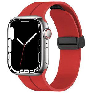 4wrist Silikonový řemínek s magnetickou sponou pro Apple Watch 42/44/45/49 mm - Red