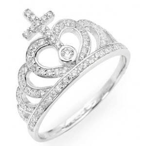 Amen Originálne strieborný prsteň so zirkónmi Crowns AC2 58 mm