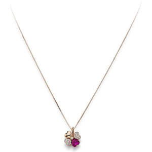 Amen Ružovo pozlátený strieborný náhrdelník so zirkónmi Love CLPQURR (retiazka, prívesok)