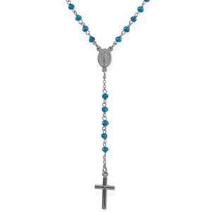 Amen Originálne strieborný náhrdelník s modrými kryštálmi Rosary CRONBL4