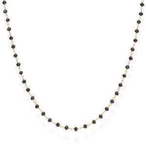 Amen Nadčasový pozlátený náhrdelník s čiernymi kryštálmi Romance CLRN45