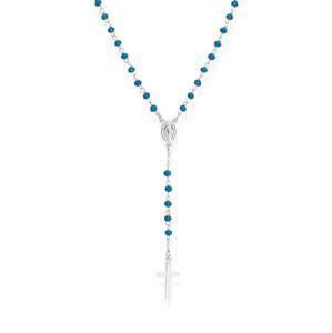 Amen Originálne strieborný náhrdelník s modrými kryštálmi Rosary CROBBL4