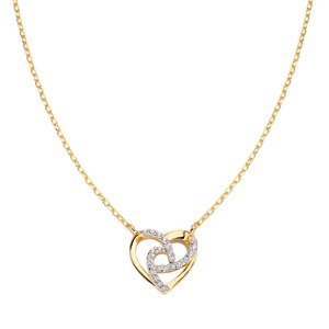 Amen Romantický pozlátený náhrdelník so srdiečkom Love CLHHGBZ