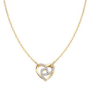 Amen Romantický pozlátený náhrdelník so srdiečkom Love CLHHGBZ