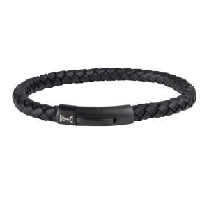 AZE Jewels Elegantný náramok z čiernej kože Iron Single String Black-on-Black AZ-BL004-C 21 cm - L