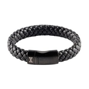 AZE Jewels Módny kožený náramok Junior Iron Jack Black-on-Black AJ-BL402-B 18 cm - L