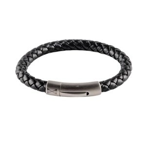 AZE Jewels Elegantný náramok z čiernej kože Junior Iron Single String Black AJ-BL401-A 15 cm - S