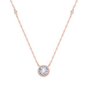 Beneto Ružovo pozlátený strieborný náhrdelník s kryštálmi AGS1135 / 47-ROSE