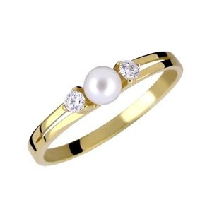Brilio Nežný prsteň zo žltého zlata s kryštálmi a pravou perlou 225 001 00241 00 52 mm