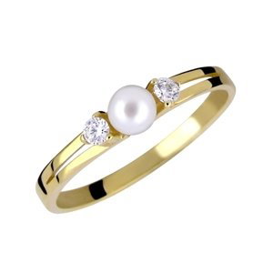 Brilio Nežný prsteň zo žltého zlata s kryštálmi a pravou perlou 225 001 00241 00 56 mm