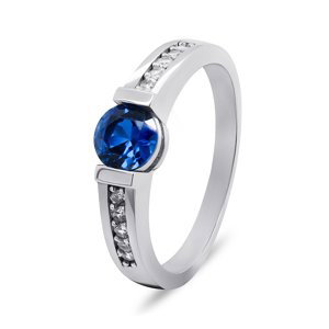 Brilio Silver Očarujúce strieborný prsteň s modrým zirkónom RI022W 50 mm