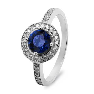 Brilio Silver Luxusný strieborný prsteň s modrým zirkónom RI026W 50 mm