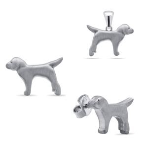 Brilio Silver Dizajnový strieborný set šperkov Pes SET210W (prívesok, náušnice)