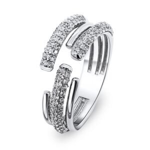 Brilio Silver Luxusný otvorený prsteň s čírymi zirkónmi RI036W