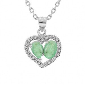 Brilio Silver Pôvabný strieborný náhrdelník so smaragdmi CL-FS-5648E (retiazka, prívesok)