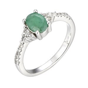 Brilio Silver Nádherný strieborný prsteň so smaragdom Precious Stone SRC0203U 52 mm