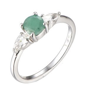 Brilio Silver Oslnivý strieborný prsteň so smaragdom Precious Stone SR09031D 58 mm
