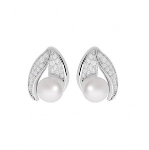 Brilio Silver Elegantné strieborné náušnice s pravými perlami MED0177B