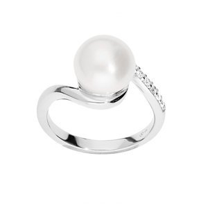 Brilio Silver Elegantný strieborný prsteň s pravou perlou SR05575A 54 mm