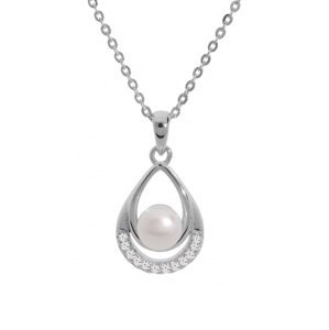 Brilio Silver Výnimočný strieborný náhrdelník s pravou perlou MP05398A (retiazka, prívesok)