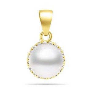 Brilio Silver Pozlátený perlový prívesok so zirkónmi PT77Y