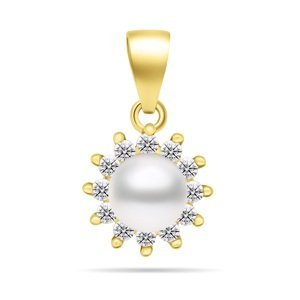 Brilio Silver Pôvabný perlový prívesok so zirkónmi PT88Y