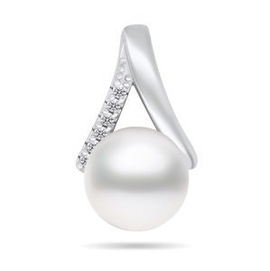 Brilio Silver Elegantný strieborný prívesok s pravou perlou a zirkónmi PT101W