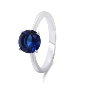 Brilio Silver Nadčasový strieborný prsteň s modrým zirkónom RI057WB 50 mm