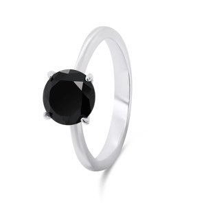 Brilio Silver Nadčasový strieborný prsteň s čiernym zirkónom RI057WBC 56 mm