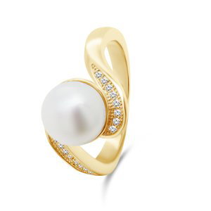 Brilio Silver Pôvabný pozlátený prsteň s pravou perlou RI061Y 50 mm